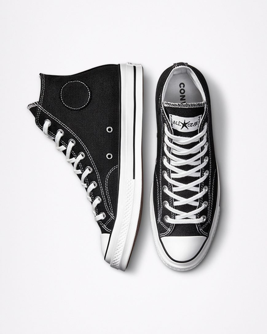 Zapatillas Altas Converse x Stüssy Chuck 70 Hombre Negras Blancas Negras | PE 20E85L